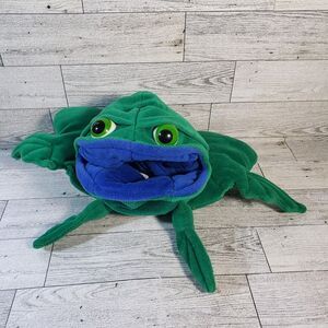 Folkmanis Folktails Tadpole Frog Reversible plush 12” Vintage Blue Green EUC